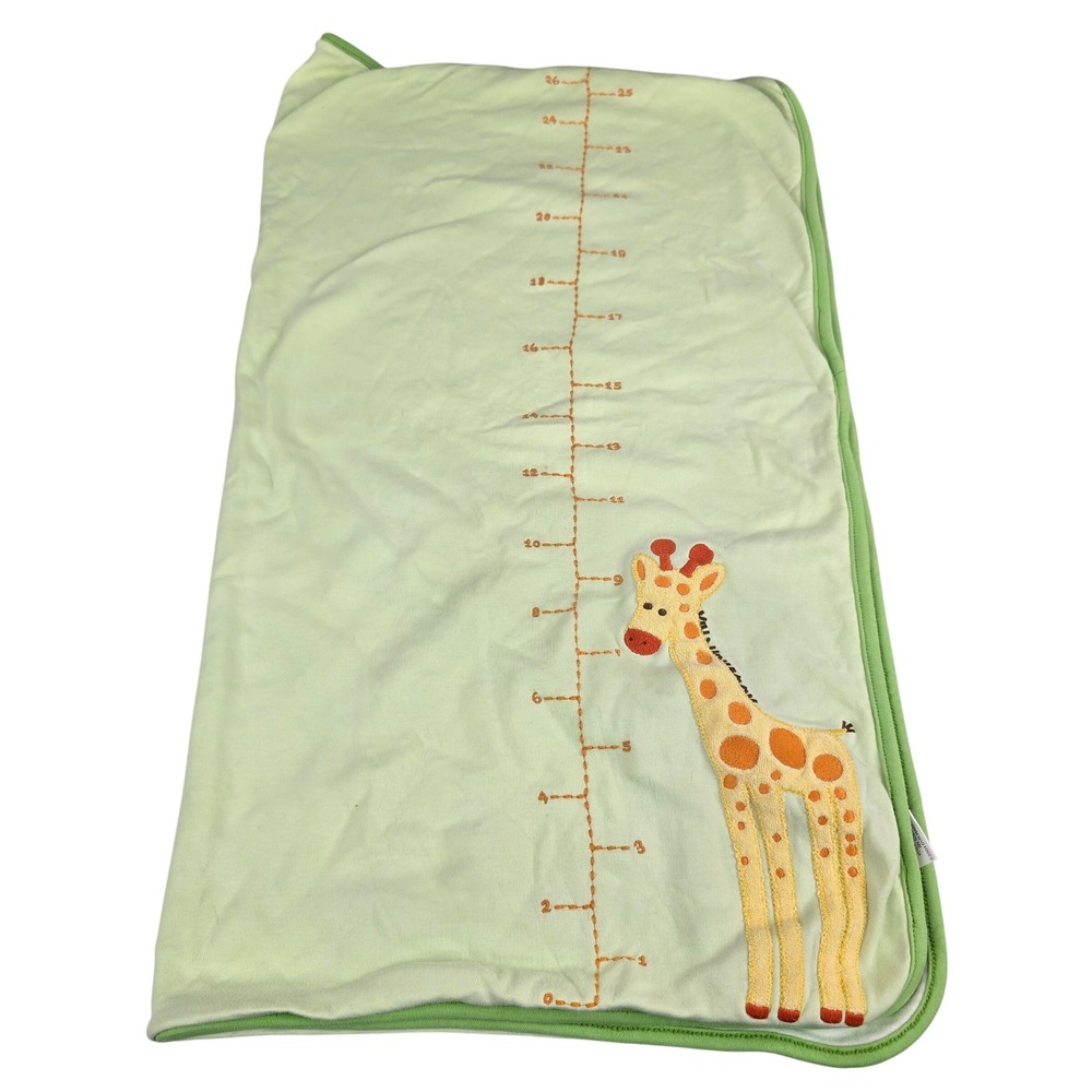 Gymboree Vintage 2004 Giraffe Growth Chart Baby Blanket Green Striped Cotton OS